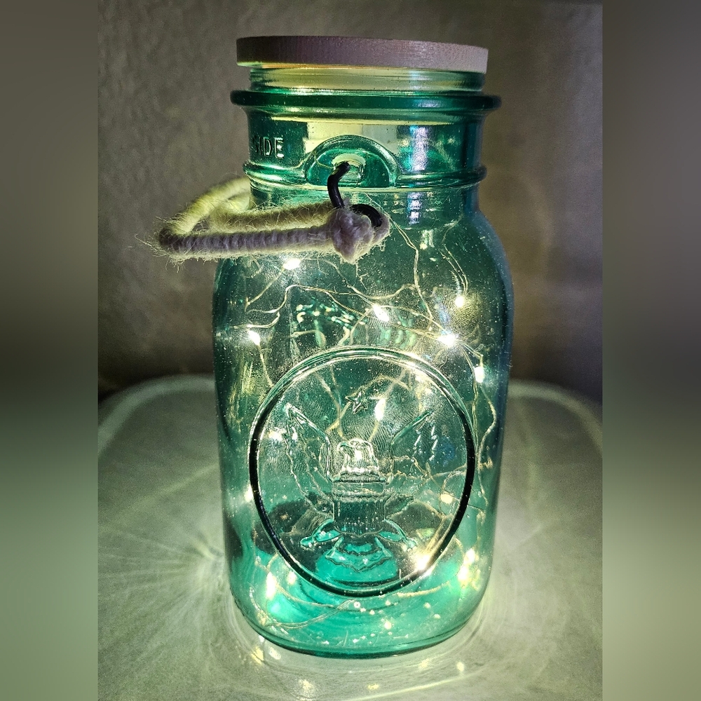 Vintage Ball Bicentennial Blue Mason Jar Fairy Lantern
